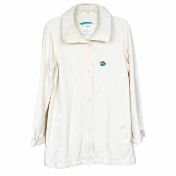 LL Bean Cream Button Front Cardigan Sz M - Picture 1 of 6